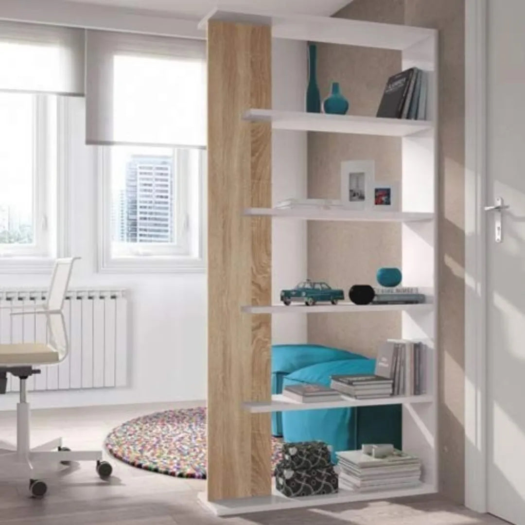 Libreria da salone bianco e rovere