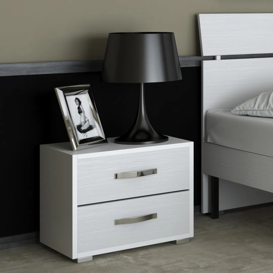 comodino 2 cassetti colore bianco