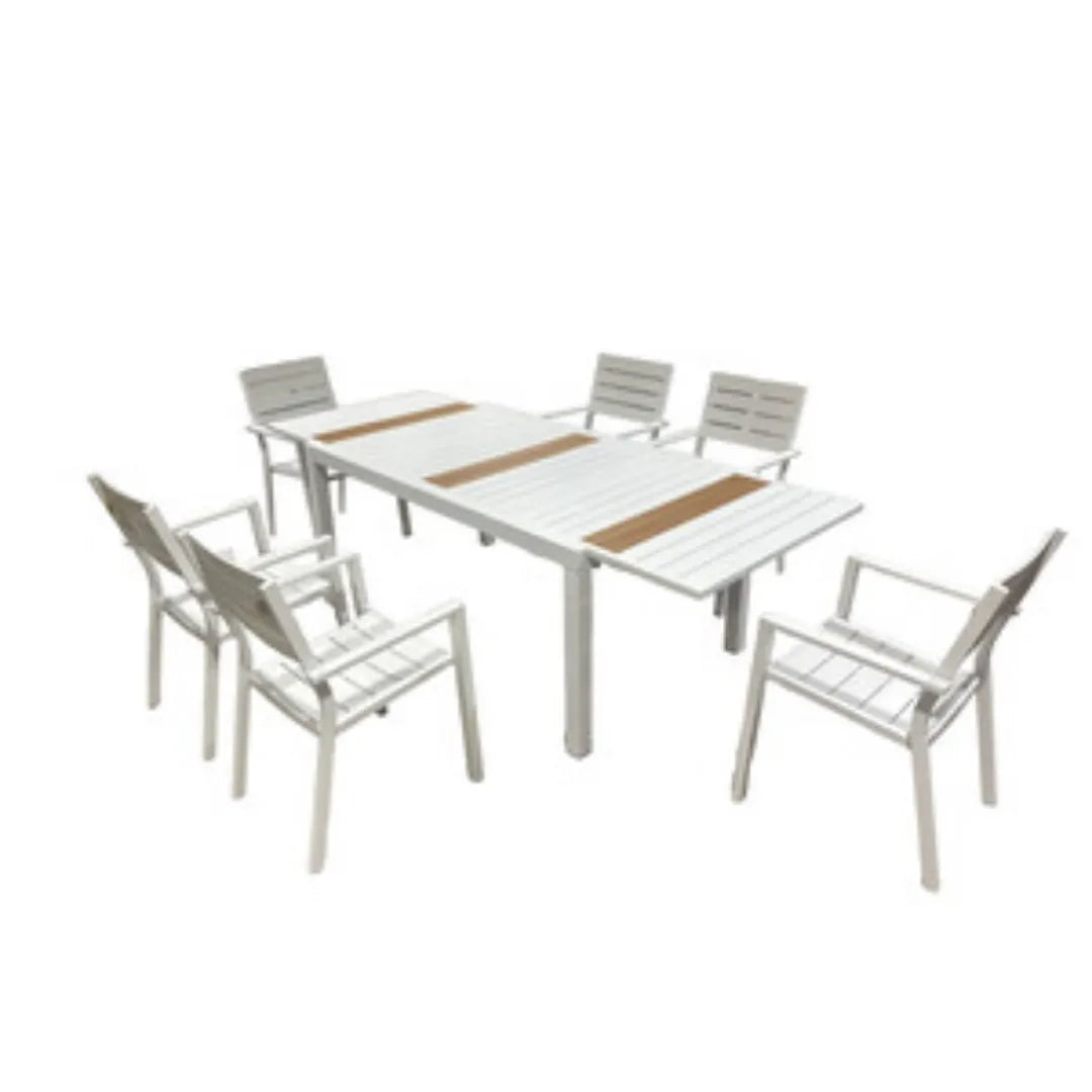 Set Tavolo Estensibile con 6 Sedie Alu Ice