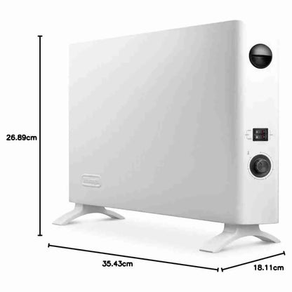 Mod. HSX 2320FS slim style con soli 90 mm di profondita. Convettore lettrico con 3 livelli di potenza 800/1200/2000 W + turbo. 230V - 50 Hz. Termostato ambiente. Ventilazione laterale forzata per una migliore distribuzione del calore, in potenza media e massima. Termostato ambiente per impostare e mantenere automaticamente la temperatura desiderata. Termostato di sicurezza. Funzione anti-gelo. Maniglie per un facile trasporto. Adatto per ambienti fino a 60 m. Dimensioni 683x90(200)xh460 mm.