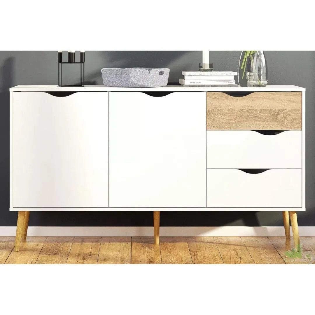 Credenza da salone bianca e legno
