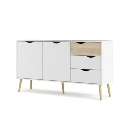 Credenza da salone bianca e legno