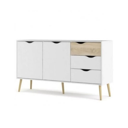 Credenza da salone bianca e legno
