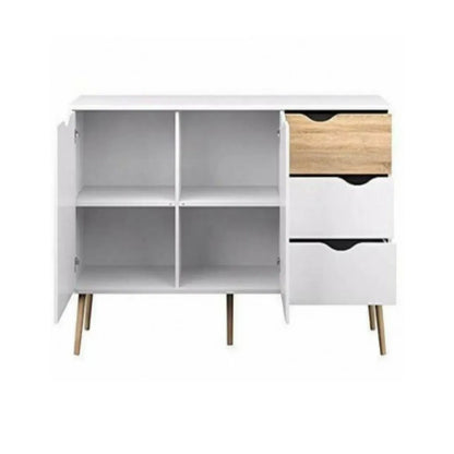 Credenza da salone bianca e legno