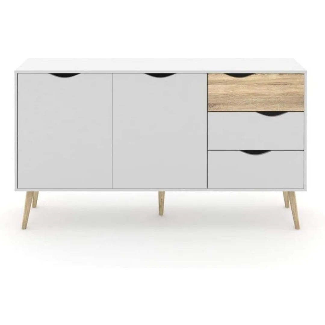 Credenza da salone bianca e legno