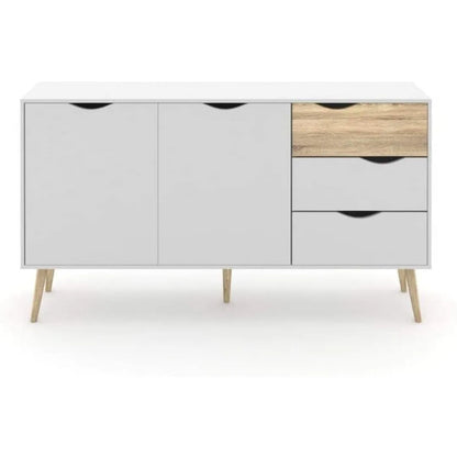 Credenza da salone bianca e legno