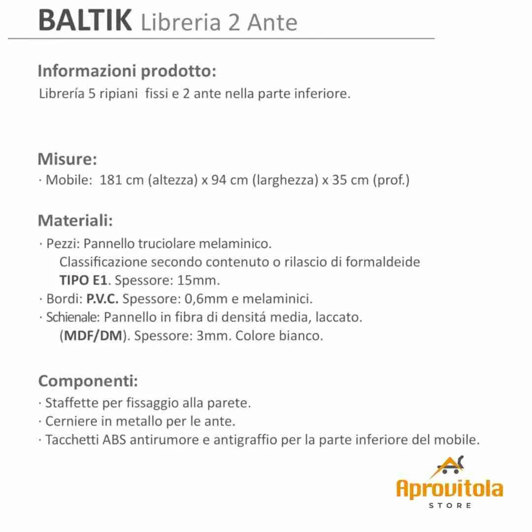 Libreria 4 ripiani 2 ante | BALTIK