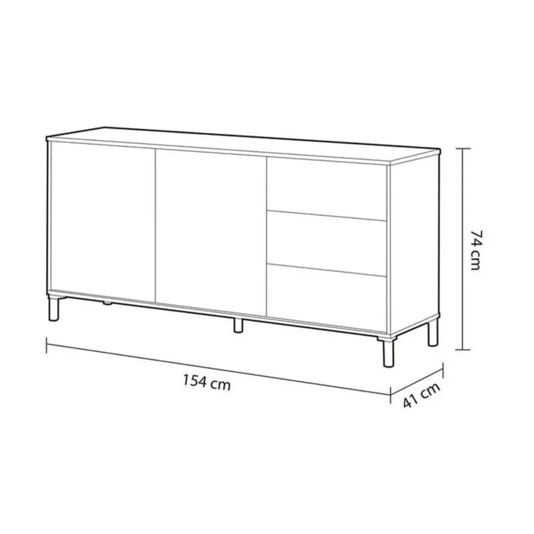 Credenza 2 Ante 3 Cassetti