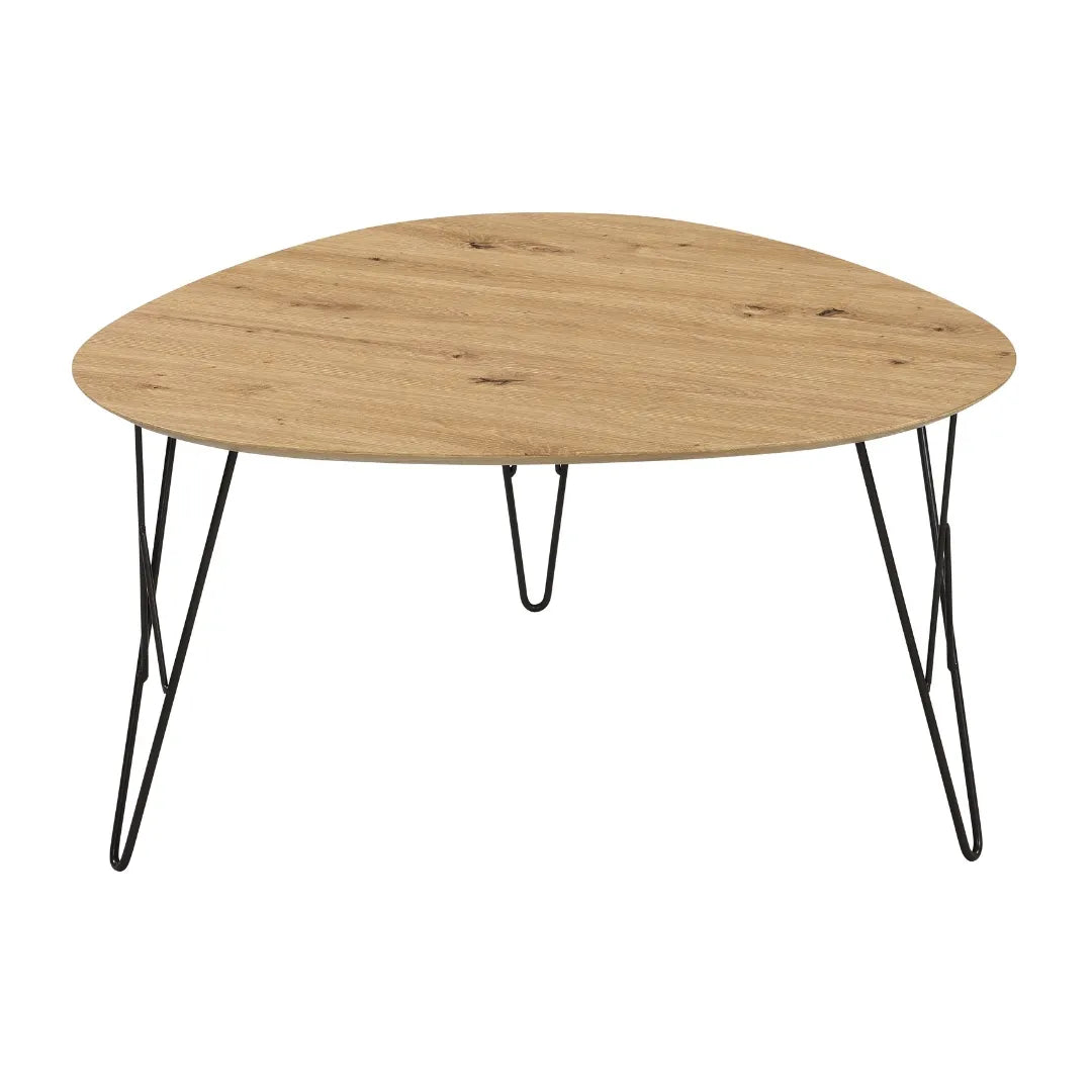 Tavolino in metallo con base legno