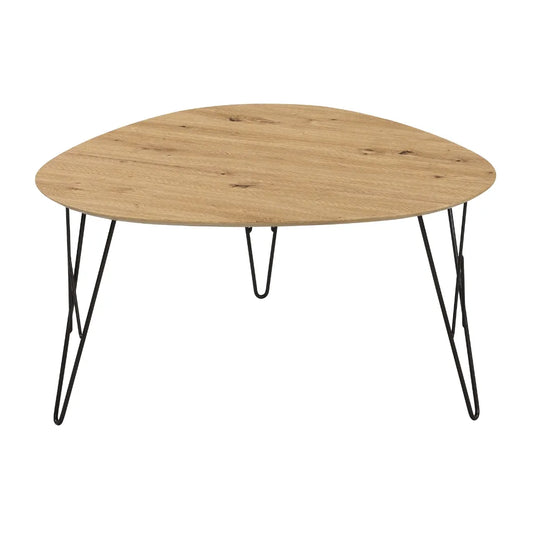 Tavolino in metallo con base legno