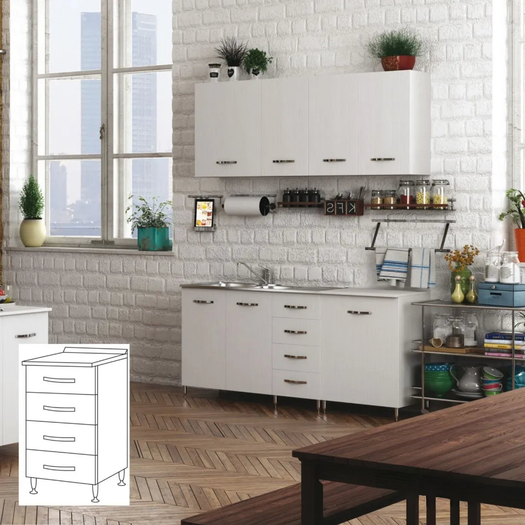 Cassettiera per cucina 4 cassetti