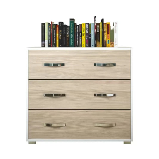 cassettiera 3 cassetti colore bianco e legno