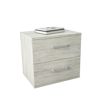 comodino a due cassetti bianco