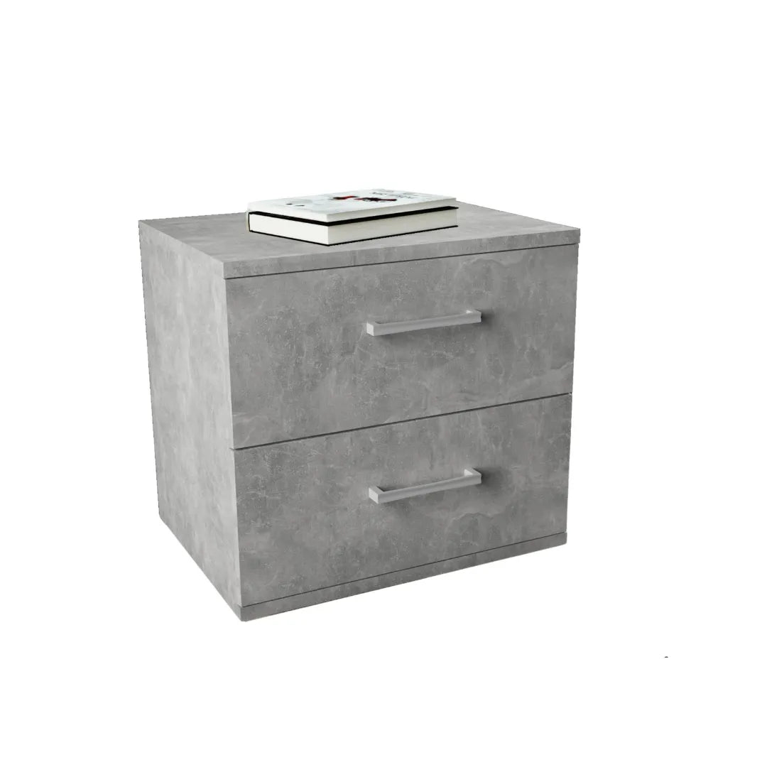 comodino a due cassetti grigio