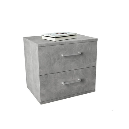 comodino a due cassetti grigio
