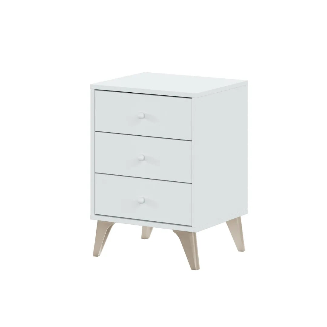 comodino 3 cassetti bianco