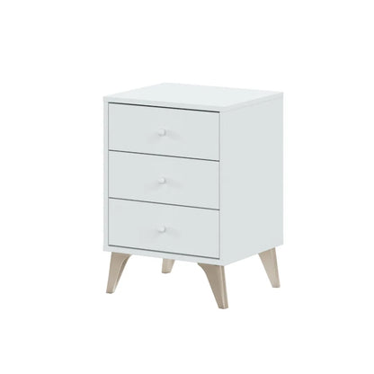 comodino 3 cassetti bianco
