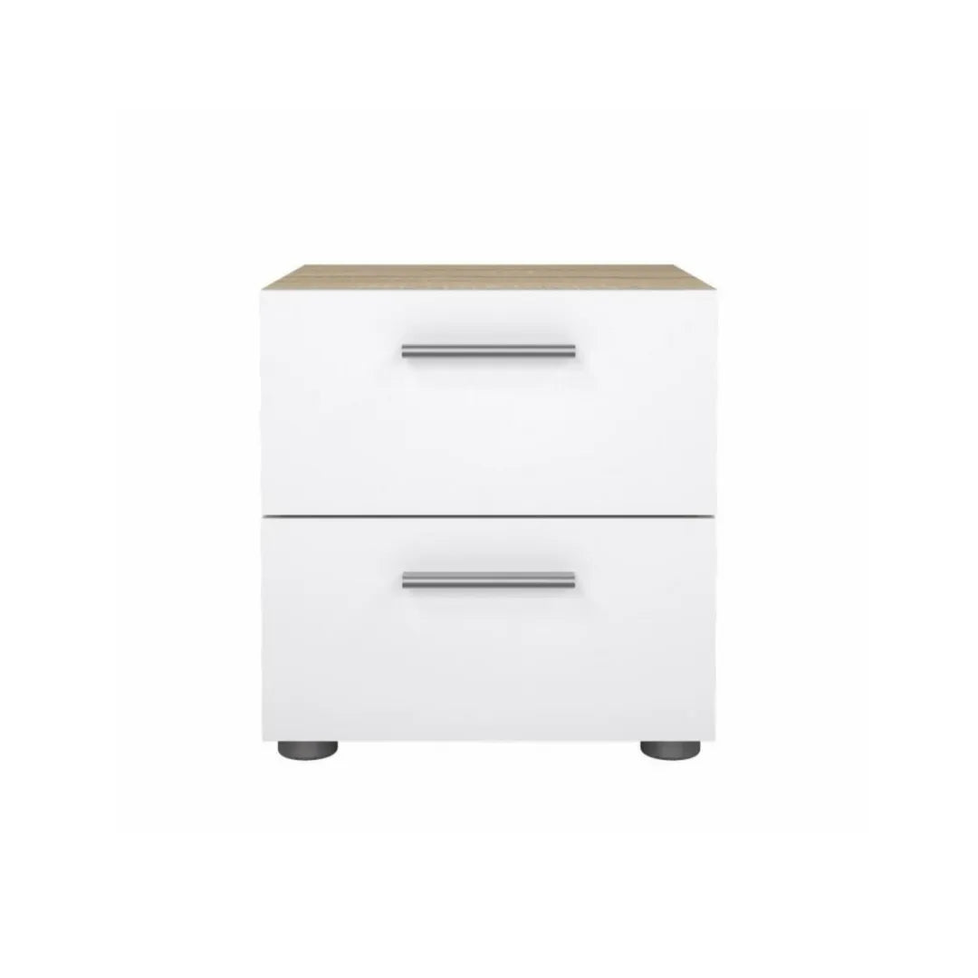 comodino 2 cassetti bianco