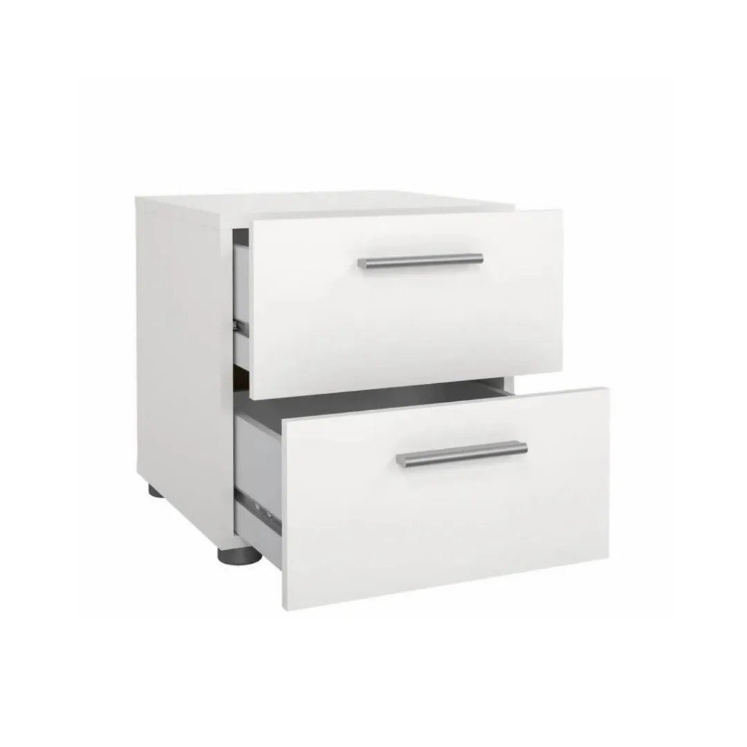 comodino 2 cassetti bianco