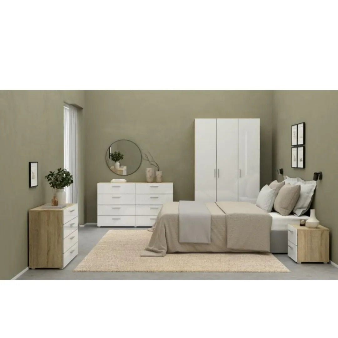 comodino 2 cassetti bianco