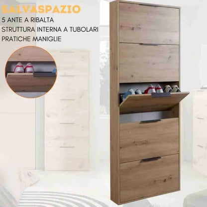Scarpiera 5 ribalte colore rovere
