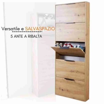 Scarpiera 5 ribalte colore rovere