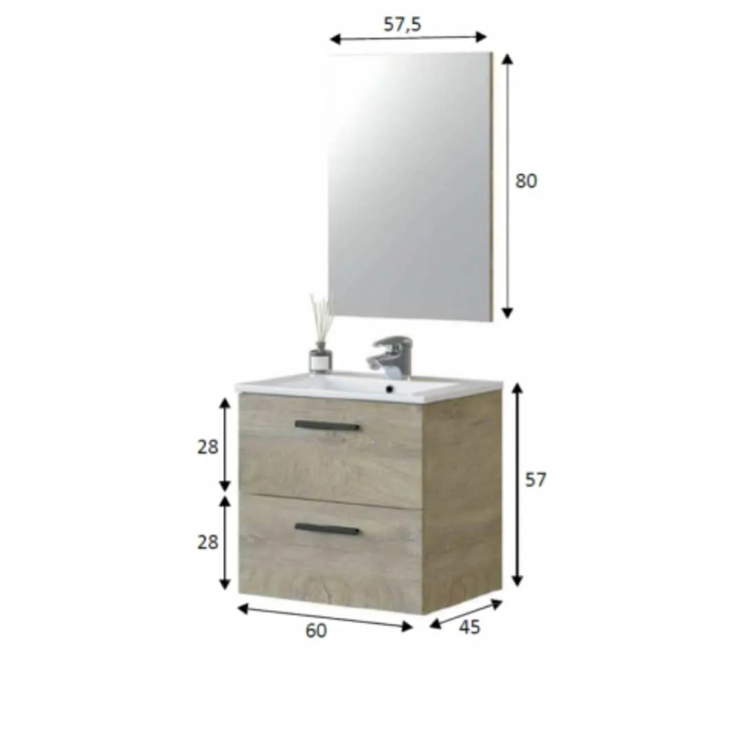 Mobile da bagno a 2 cassetti