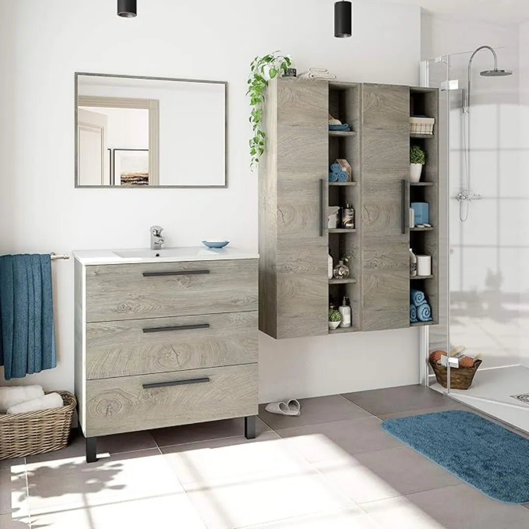 Mobile da bagno 2 cassetti con specchio