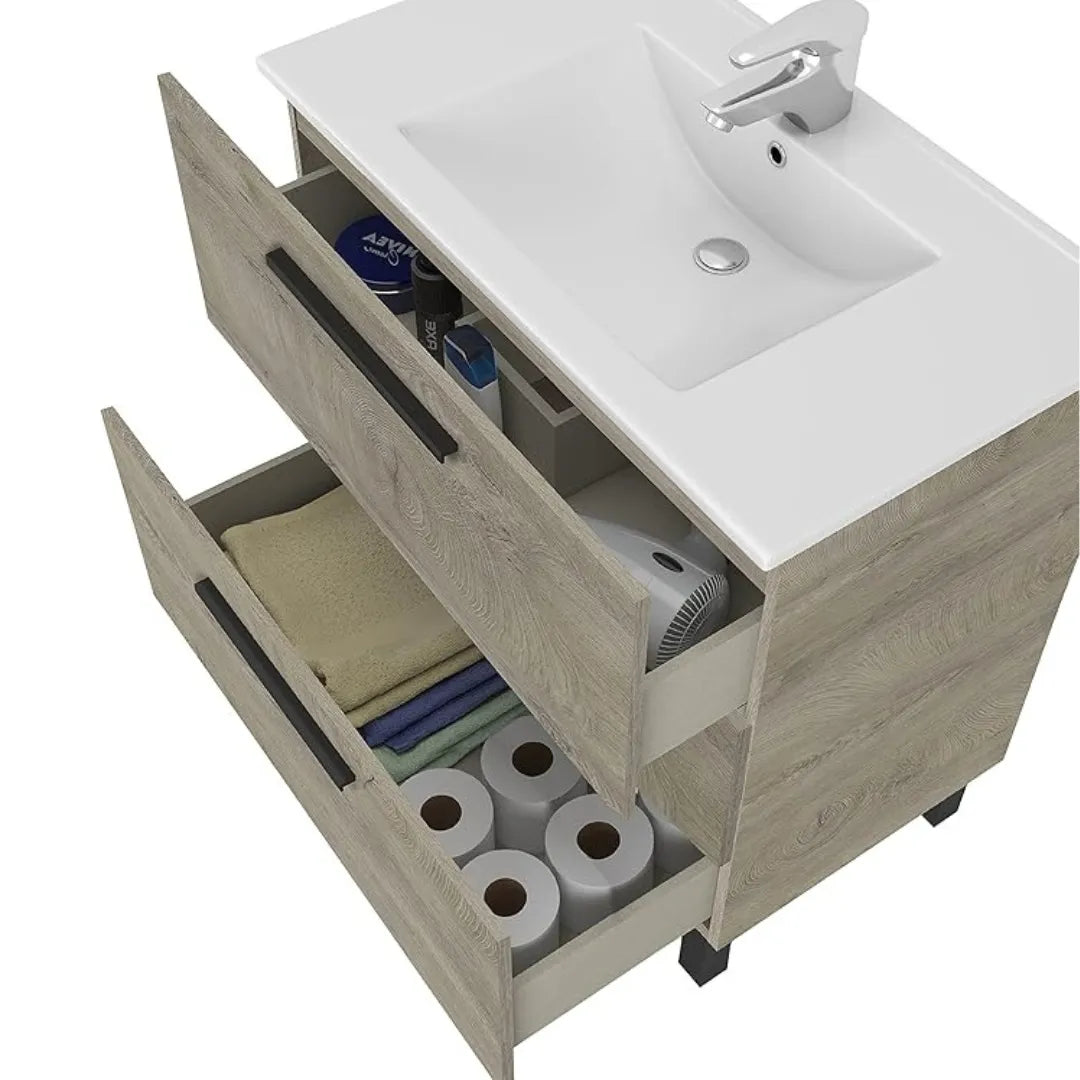 Mobile da bagno 2 cassetti con specchio