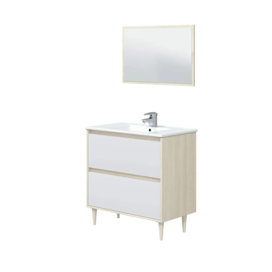 Mobile da bagno 2 cassetti con specchio