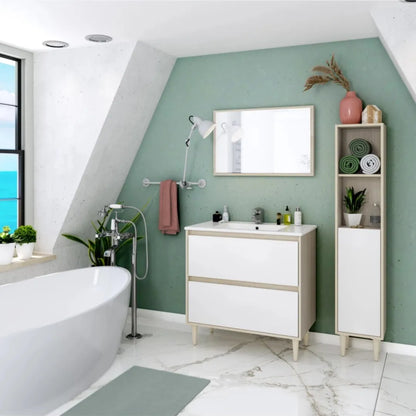 Mobile da bagno 2 cassetti con specchio