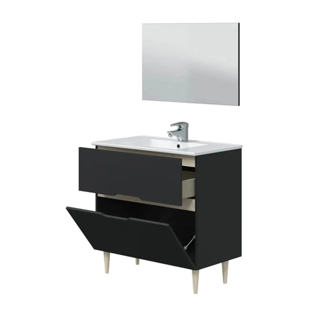 Mobile da bagno 2 cassetti con specchio