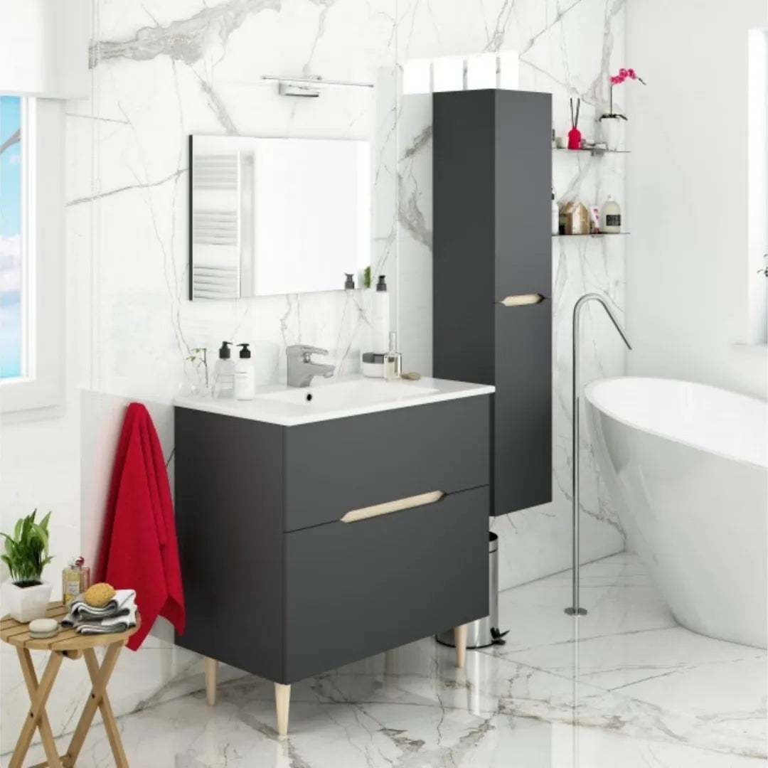 Mobile da bagno 2 cassetti con specchio