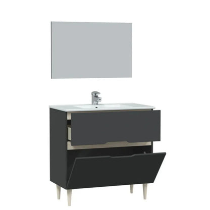 Mobile da bagno 2 cassetti con specchio
