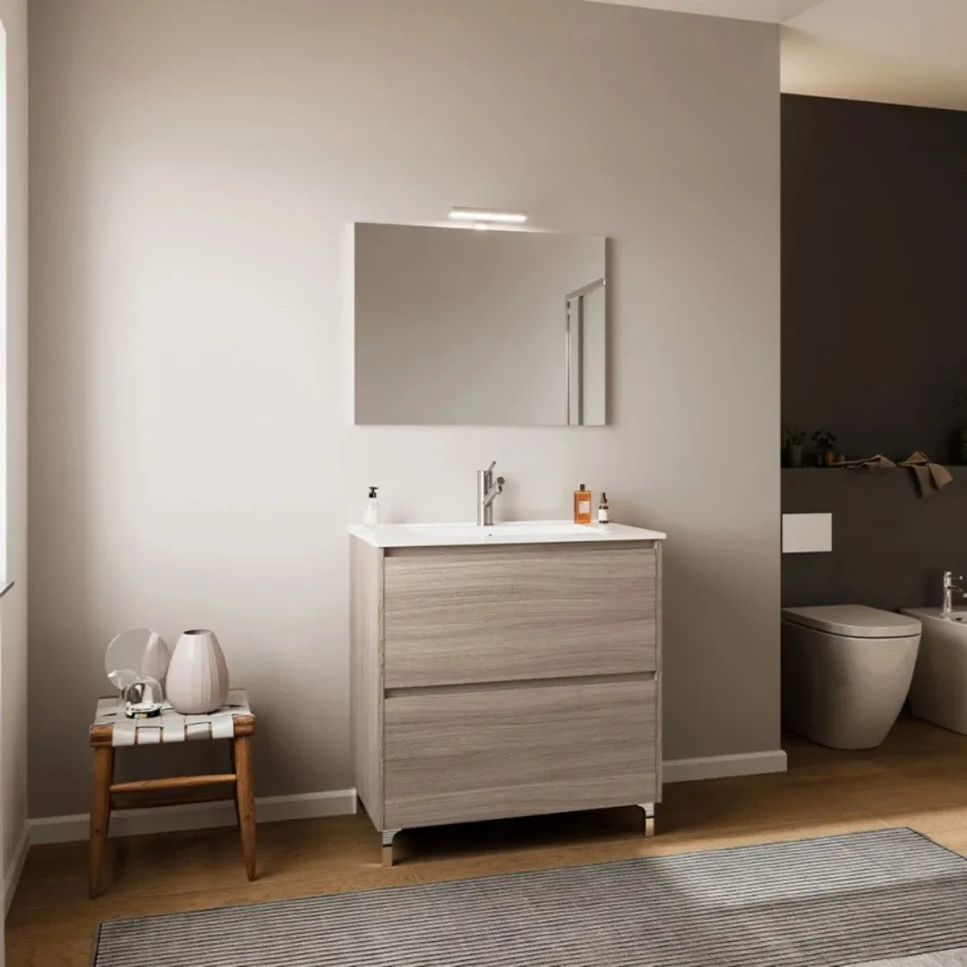 Mobile da bagno 2 cassetti con specchio