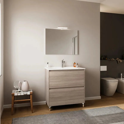Mobile da bagno 2 cassetti con specchio