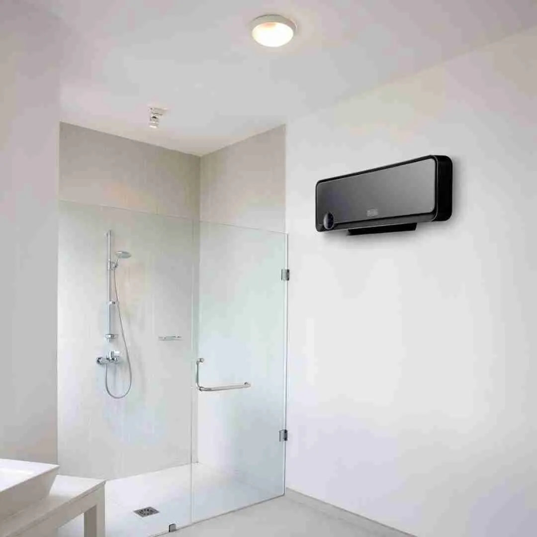 Mod. BXWSH 2000E da parete a 2 livelli di potenza 1000/2000 W. Funzione ventilatore. Termostato regolabile e dispositivo di spegnimento automatico che si aziona in caso di surriscaldamento. Temperatura regolabile da 10 a 49C. Programmatore giornaliero e settimanale. Timer 12 ore, funzione di spegnimento automatico. Display LED. Telecomando. Funzione oscillante. Staffa a muro inclusa. Consigliato per superfici fino a 20 m2. Lunghezza cavo 147 cm. Dimensioni 56 x 14,2 x h 18,5 cm. Peso 2,8 kg.