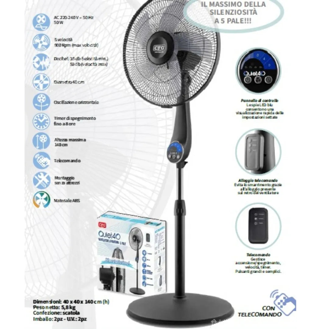 Ventilatore a Piantana Quiet 40 con telecomando