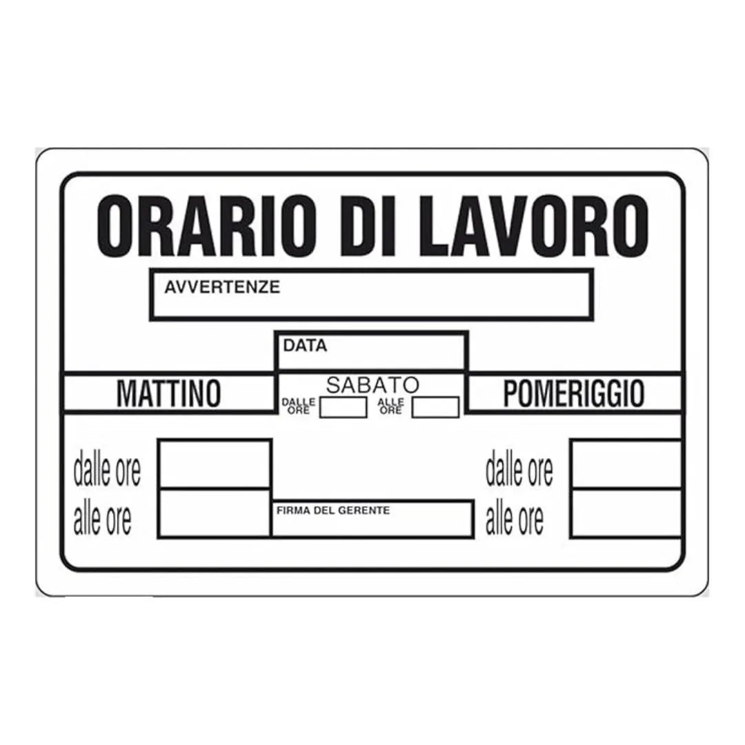 Cartello Segnaletica Orario Di Lavoro