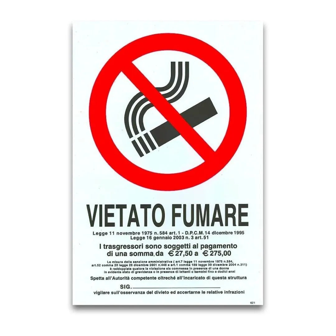 Cartello Segnaletica Vietato Fumare – Legge 11 Novembre 1975, N. 584