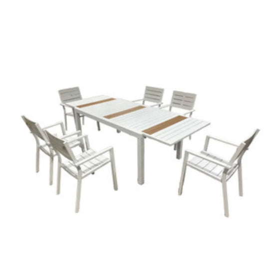 Set Tavolo Estensibile con 6 Sedie Alu Ice