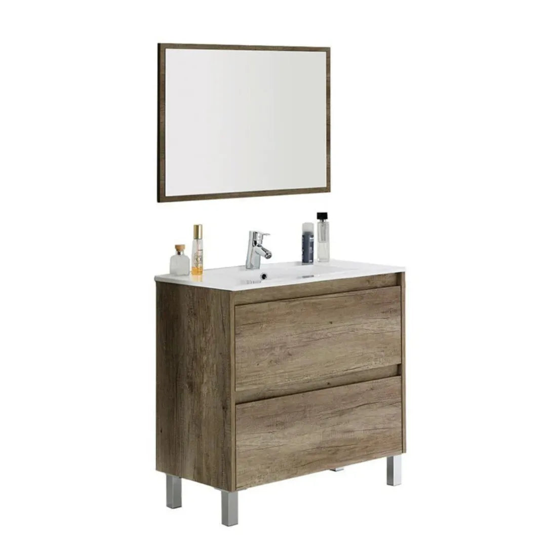 Mobile da bagno 2 cassetti con specchio