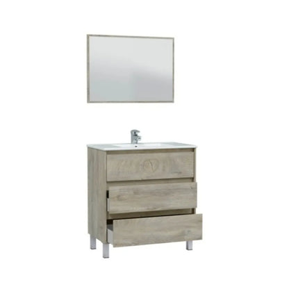 Mobile da bagno 2 cassetti con specchio (3)