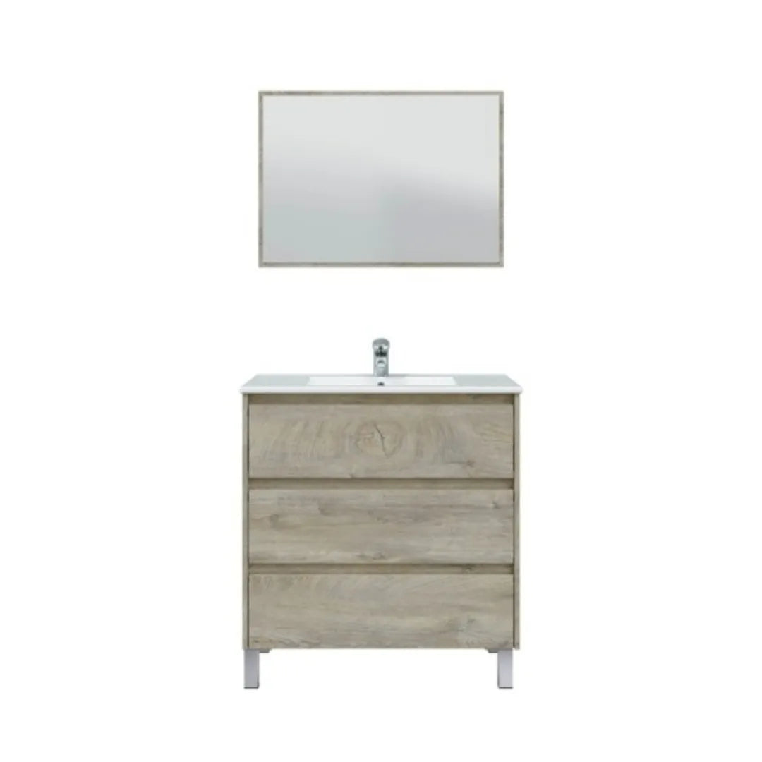 Mobile da bagno 2 cassetti con specchio (3)