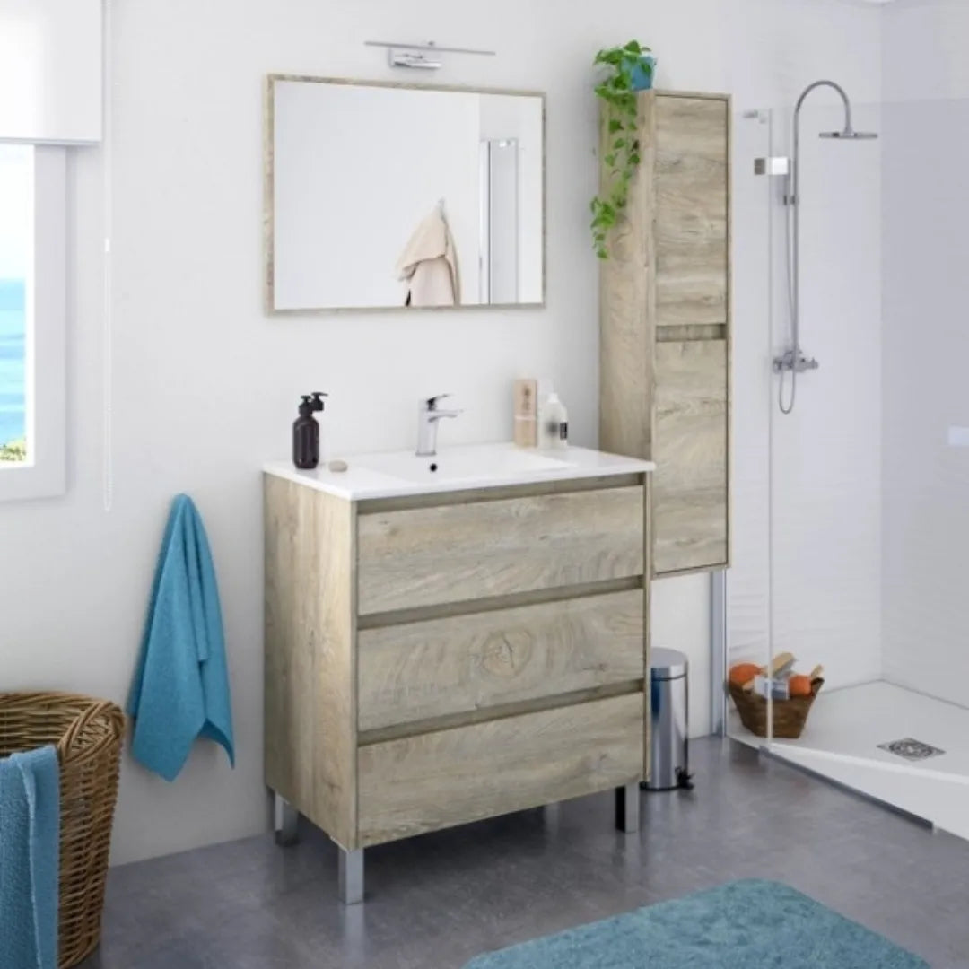 Mobile da bagno 2 cassetti con specchio (3)